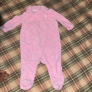 Pink Suede Footsie Onesie